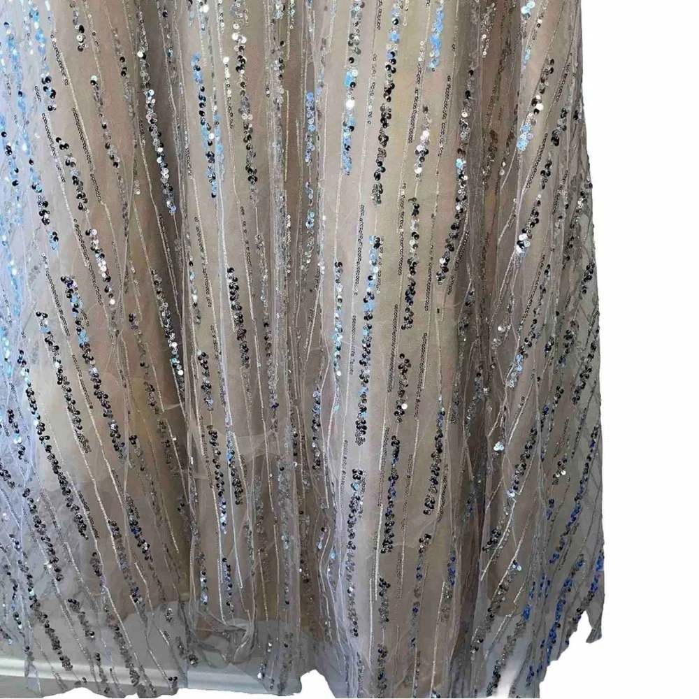 MAC DUGGAL 67859 dress maxi tan nude plus size 16 sequin wedding formal long NWT - Picture 9 of 15